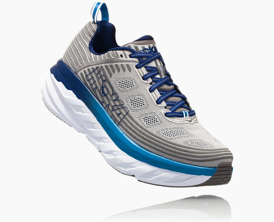 Running Shoes Mens - Hoka One One Bondi 6 - Grey - GABUSTY-58